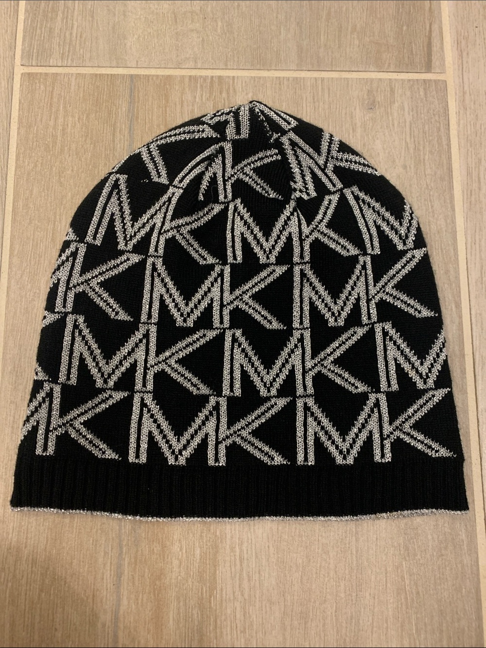 MICHAEL Michael Kors Black & White Logo Knit Beanie